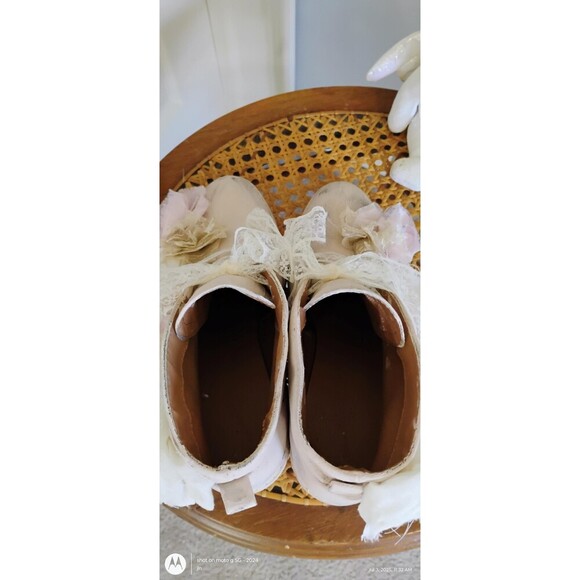 Custom Boho Boots Pale Pink Tattered Tea Stained Roses Shabby Chic OOAK Booties - Picture 10 of 16